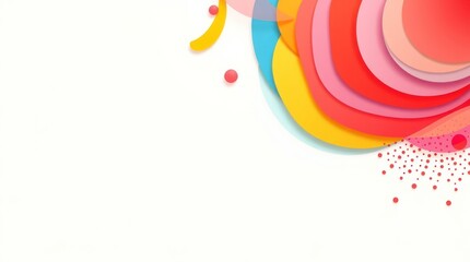 Poster - Colorful abstract art with layered circles, dots, and curves on white background