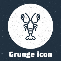Poster - Grunge line Lobster icon isolated on grey background. Monochrome vintage drawing. Vector
