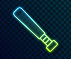 Fototapete - Glowing neon line Baseball bat icon isolated on black background. Vector