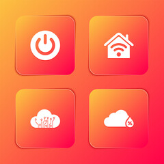 Poster - Set Power button, Smart home with wi-fi, Internet of things and Humidity icon. Vector