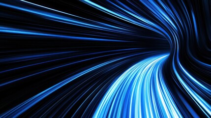 Aufkleber - Abstract blue light tunnel perspective background concept for high speed data