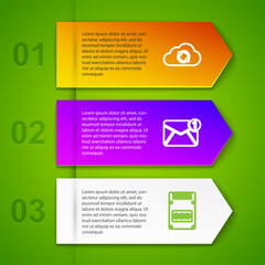 Poster - set line cloud sync refresh, new, email incoming message, ssd card and waiting. business infographic