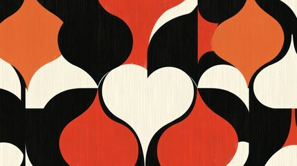 Poster - Abstract geometric heart pattern in red, orange, white and black.