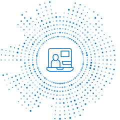 Fototapete - Blue line World news icon isolated on white background. Breaking news, world news tv. Abstract circle random dots. Vector