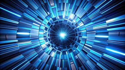 Aufkleber - Abstract futuristic blue and white light tunnel with glowing lines and a bright center