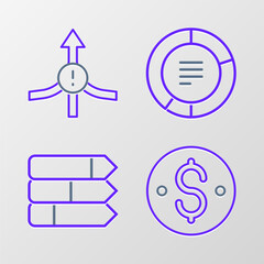Fototapete - Set line Dollar symbol, Pie chart infographic, and Arrow icon. Vector