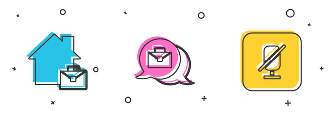 Poster - Set Online working, and Mute microphone icon. Vector