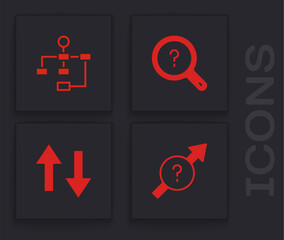 Poster - Set Arrow, Hierarchy organogram chart, Unknown search and icon. Vector