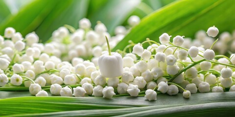 Poster - A Single Lily of the Valley Flower Stands Out Among a Cluster of its Peers, Emphasizing the Delicate Beauty and Fragile Nature of Spring Blooms.