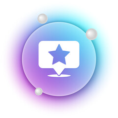 Poster - White Map pointer with star icon isolated on white background. Star favorite pin map icon. Map markers. Blue and purple gradient circle background. Vector