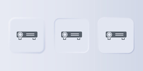 Aufkleber - Grey Presentation, movie, film, media projector icon isolated on grey background. Set icons in square buttons. Vector
