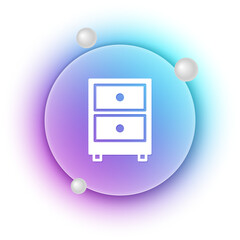 Poster - White Drawer with documents icon isolated on white background. Archive papers drawer. File Cabinet Drawer. Office furniture. Blue and purple gradient circle background. Vector