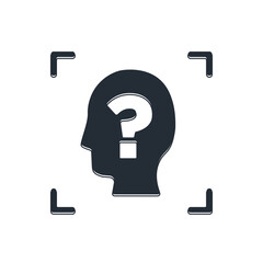 Poster - Black Face recognition icon isolated on white background. Face identification scanner icon. Facial id. Cyber security concept. Vector