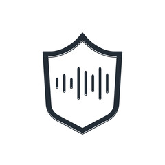 Poster - Black Shield voice recognition icon isolated on white background. Voice biometric access authentication for personal identity recognition. Vector