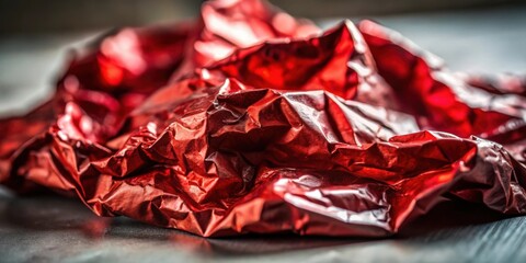 Aufkleber - A close up of the abstract textures of crumpled red paper that creates a unique and dynamic composition.