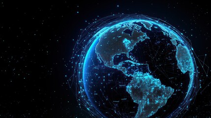 Poster - Glowing digital globe network connection visualization