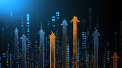 Poster - Abstract arrows pointing upwards representing growth and progress in technology