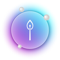 Poster - White Burning match with fire icon isolated on white background. Match with fire. Matches sign. Blue and purple gradient circle background. Vector