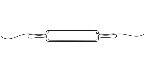 Poster - continuous line drawing of rolling pin symbol. abstract line art illustration, Rolling pin kitchen utensils one line continuous drawing illustration, Kitchen tools continuous one line illustration. 