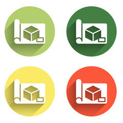 Poster - Set Graphing paper for engineering icon isolated with long shadow background. Color circle button. Vector