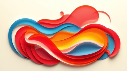 Poster - Abstract colorful wave design with layered, flowing forms in red, orange, yellow, and blue hues
