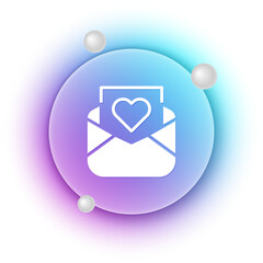 Poster - White Envelope with Valentine heart icon isolated on white background. Message love. Letter love and romance. Blue and purple gradient circle background. Vector