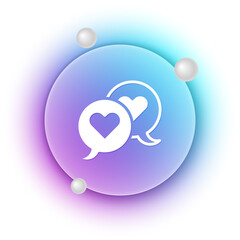 Poster - White Heart in speech bubble icon isolated on white background. Happy Valentines day. Blue and purple gradient circle background. Vector