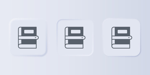 Poster - Grey Book icon isolated on grey background. Set icons in square buttons. Vector