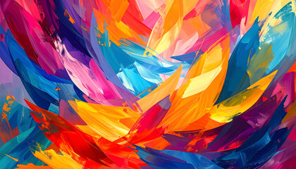 Poster - An Abstract Multicolored Brush Stroke Effect Suitable as Background for Different Projects and Purposes Artistically Showing Creative Approach and Technique