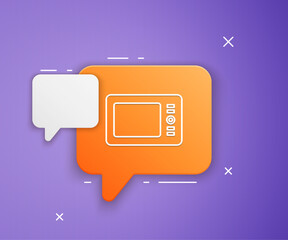 Aufkleber - White Graphic tablet icon isolated on purple background. Orange speech bubble symbol. Vector