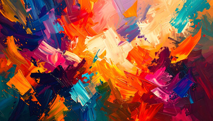 Poster - Abstract Canvas Art Displaying a Variety of Vibrant Colors Through Textured Strokes and a Modern Brush Effect Suitable for Interior Decoration