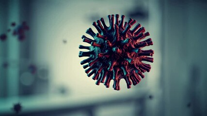 Aufkleber - Virus cell rotating slowly in a laboratory setting, providing a detailed view of its structure, potentially for scientific research or educational purposes