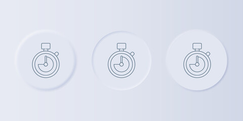 Poster - Grey Stopwatch icon isolated on grey background. Time timer sign. Chronometer sign. Set icons in square buttons. Vector