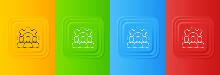 Fototapete - White Project team base icon isolated on colorful background. Business analysis and planning, consulting, team work, project management. Set icons in square buttons. Vector