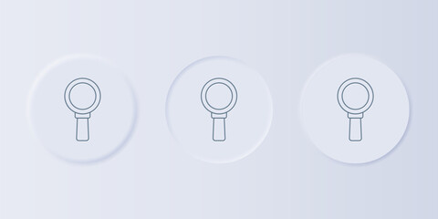 Poster - Grey Magnifying glass icon isolated on grey background. Search, focus, zoom, business symbol. Set icons in square buttons. Vector