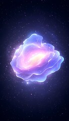 Wall Mural - Glowing nebula-like form floats in dark space, emitting soft purple and pink light
