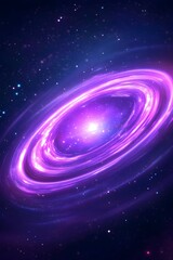 Wall Mural - Vibrant purple nebula with concentric rings and bright core in dark space
