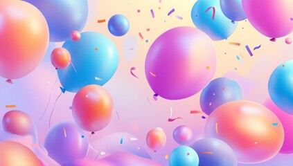 Poster - Colorful balloons floating in the air create a festive and joyful celebration