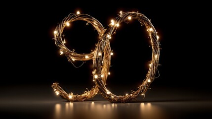Poster - Festive ninety nine number illuminated with string lights on dark background