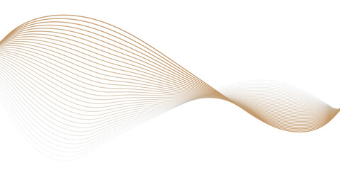 Poster - Abstract flowing golden particles wave curved lines on transparent background. Frequency sound, technology curve dots lines. Design for technology, science, banner, business, games.	