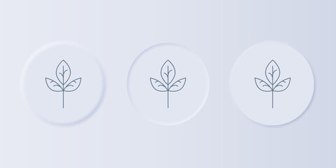 Poster - Grey Leaf icon isolated on grey background. Leaves sign. Fresh natural product symbol. Set icons in square buttons. Vector