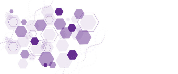 Aufkleber - Geometric abstract background with soft purple hexagons. Computer network concept. Medical, technology or science design