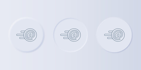Poster - Grey Mail and e-mail icon isolated on grey background. Envelope symbol e-mail. Email message sign. Set icons in square buttons. Vector