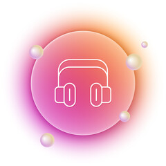 Poster - White Headphones icon isolated on white background. Support customer service, hotline, call center, faq, maintenance. Orange and pink gradient circle background. Vector