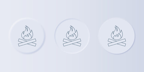 Fototapete - Grey Campfire icon isolated on grey background. Burning bonfire with wood. Set icons in square buttons. Vector