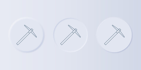Poster - Grey Pickaxe icon isolated on grey background. Set icons in square buttons. Vector