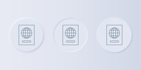 Poster - Grey Passport with biometric data icon isolated on grey background. Identification Document. Set icons in square buttons. Vector