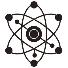 Poster - Atom model structure science physics chemistry nuclear energy symbol icon vector graphic illustration design isolated on transparent background