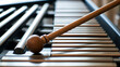 © Cynthia - Close-up of Vibraphone Mallet Striking Metal Bars, High Depth of Field, Musical Instrument Detail