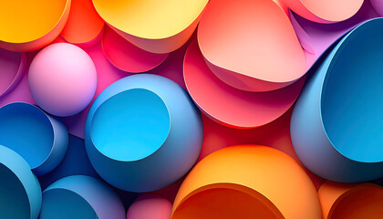 Poster - Abstract 3D Wallpaper of Colorful Blobs and Spheres in Varying Sizes Creating a Captivating and Unique Visual Experience for Digital Backgrounds